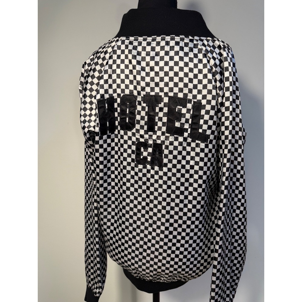 Hotel 1171 Hotel CA Checkerboard Bomber Jacket Black White Mens Medium Streer
